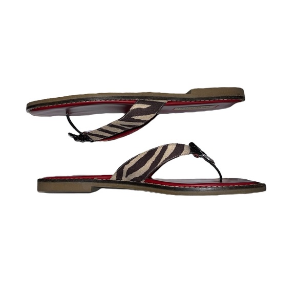 Brighton "Ofelia" Zebra Print Leather Thong Sandals - Picture 6 of 13
